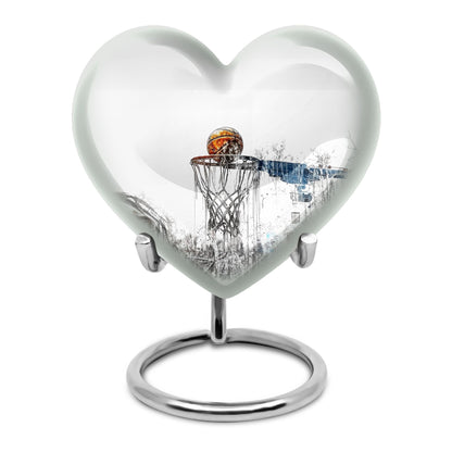 10-inch heart-shaped Basketball Urn for human ashes, 