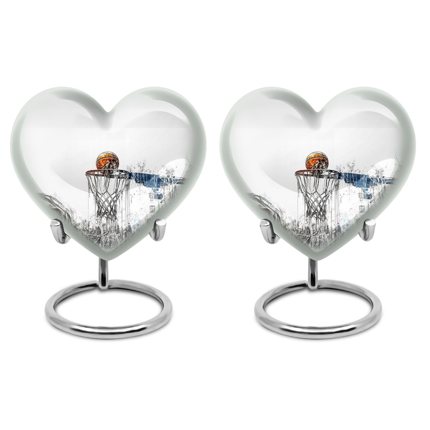 10-inch heart-shaped Basketball Urn for human ashes, 