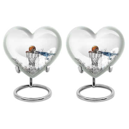 10-inch heart-shaped Basketball Urn for human ashes, 