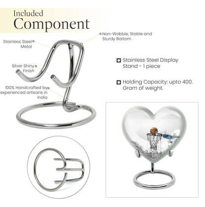 10-inch heart-shaped Basketball Urn for human ashes, 