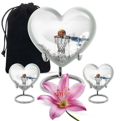 10-inch heart-shaped Basketball Urn for human ashes, 