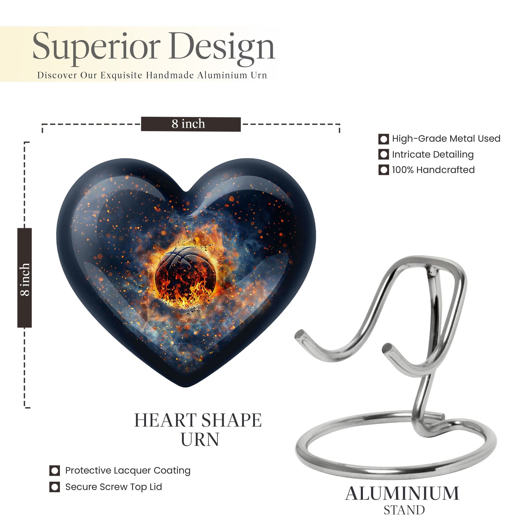 basketball-themed Heart Urn