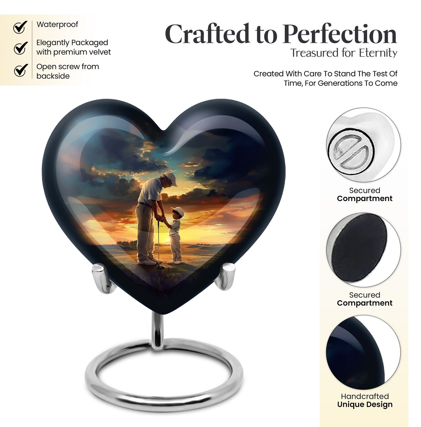  golf urn, large burial urn in abstract design 