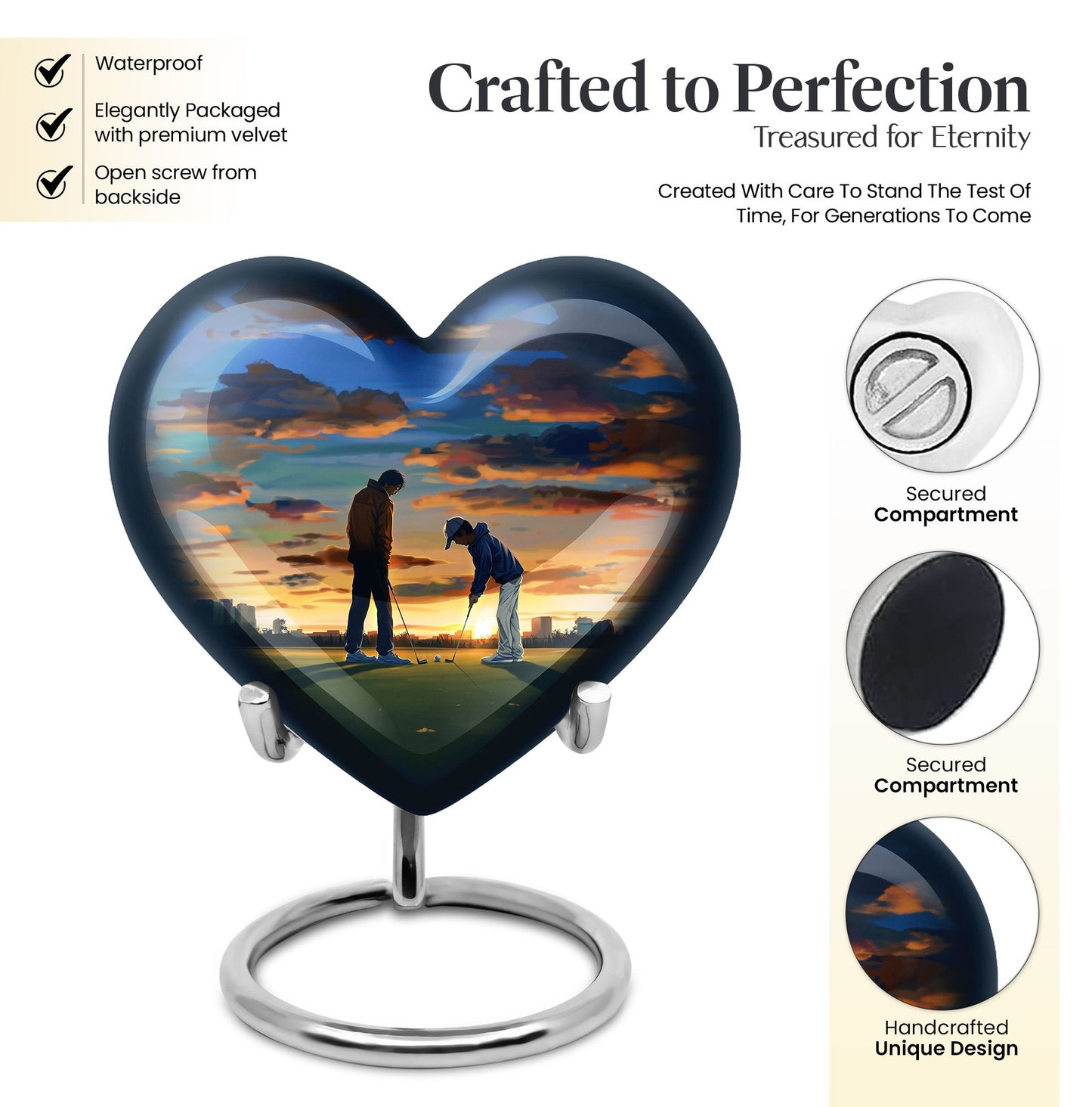  golf heart urn for adult female ashes,