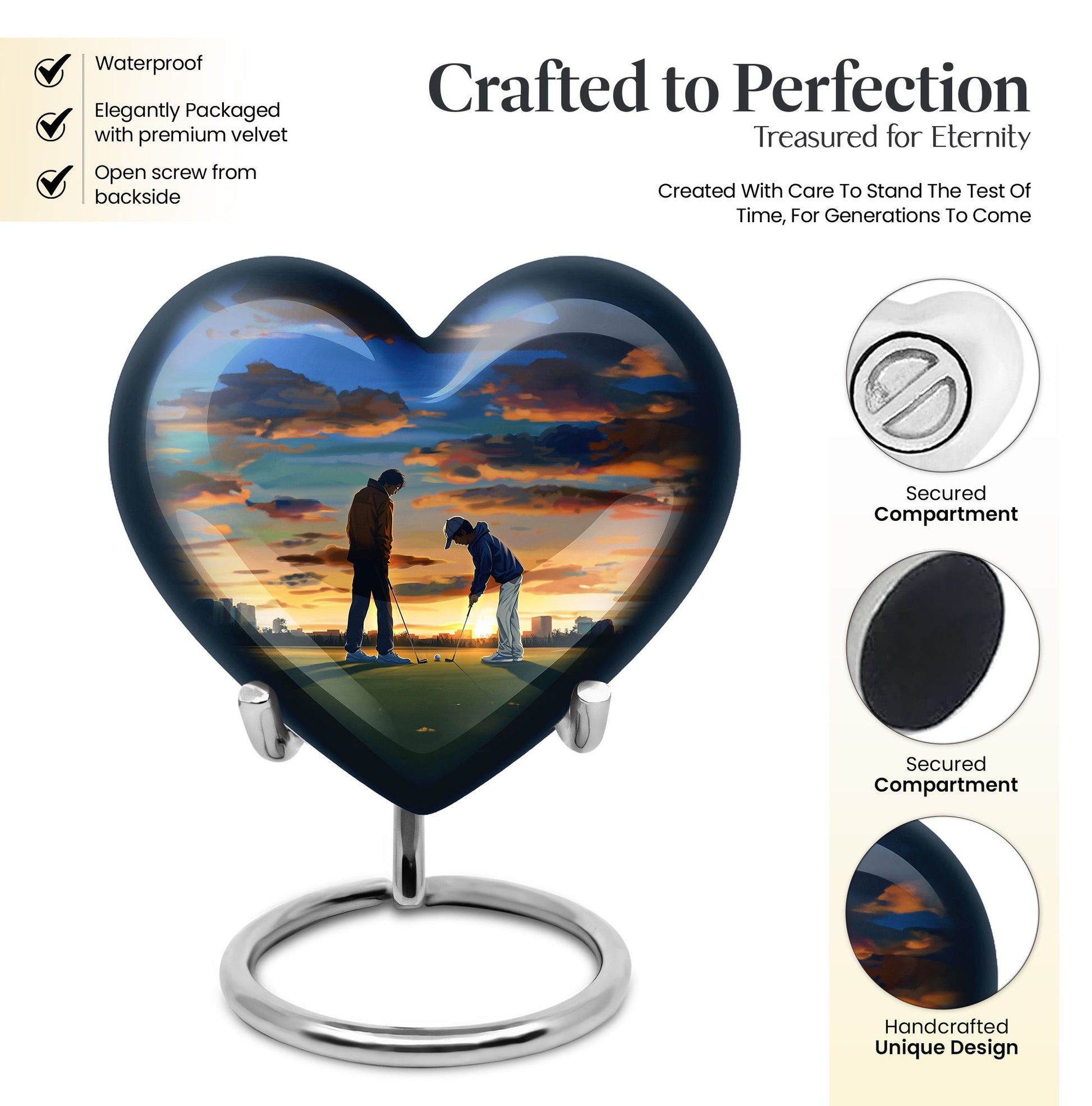  golf heart urn for adult female ashes,
