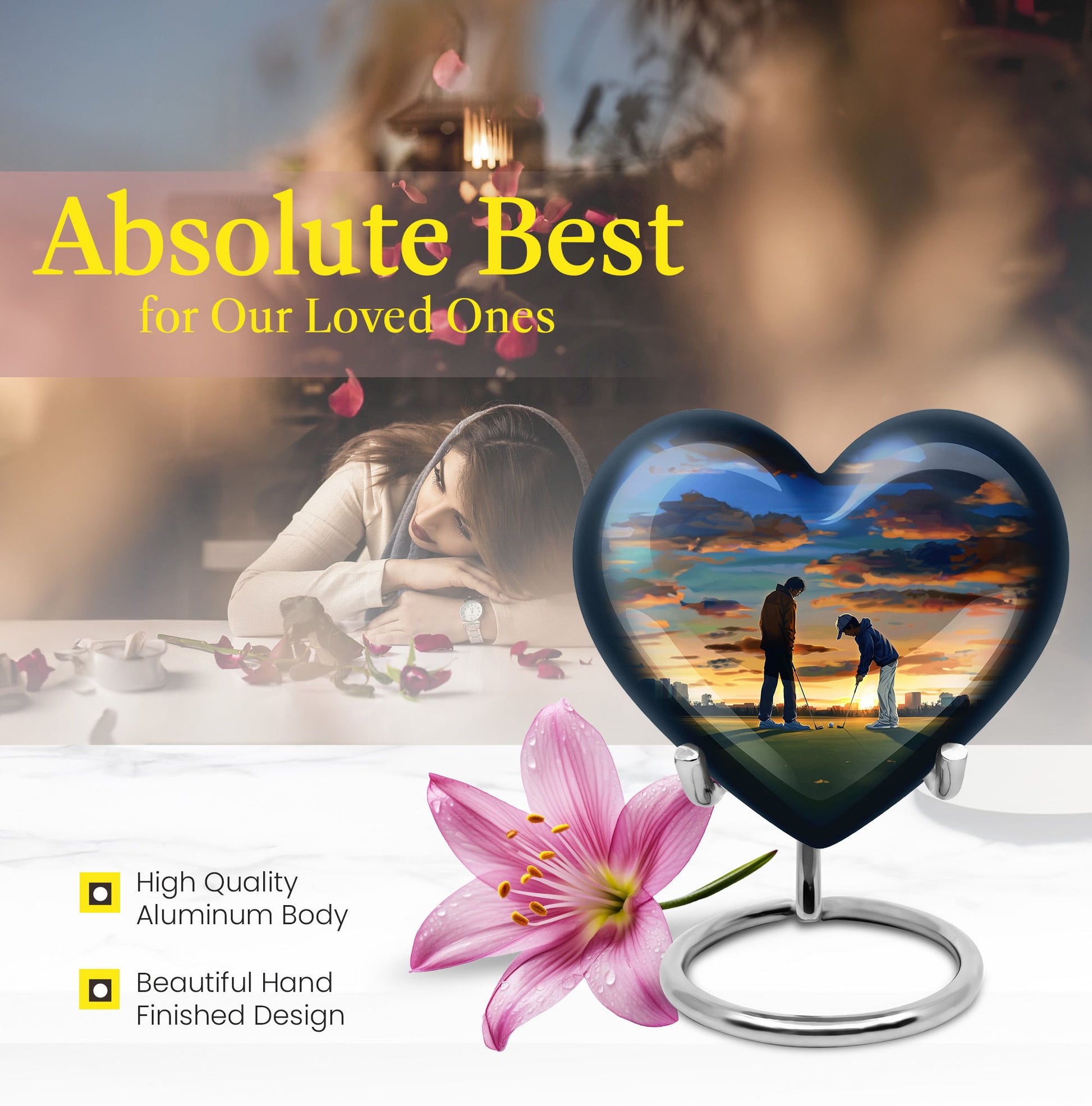  golf heart urn for adult female ashes,