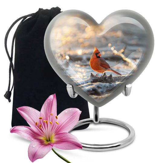 heart-shaped Cardinal Bird Urn