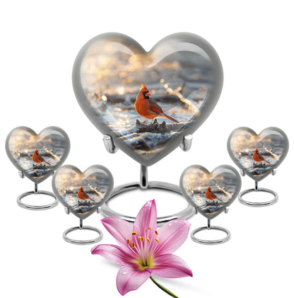 heart-shaped Cardinal Bird Urn