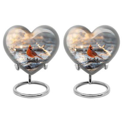 heart-shaped Cardinal Bird Urn