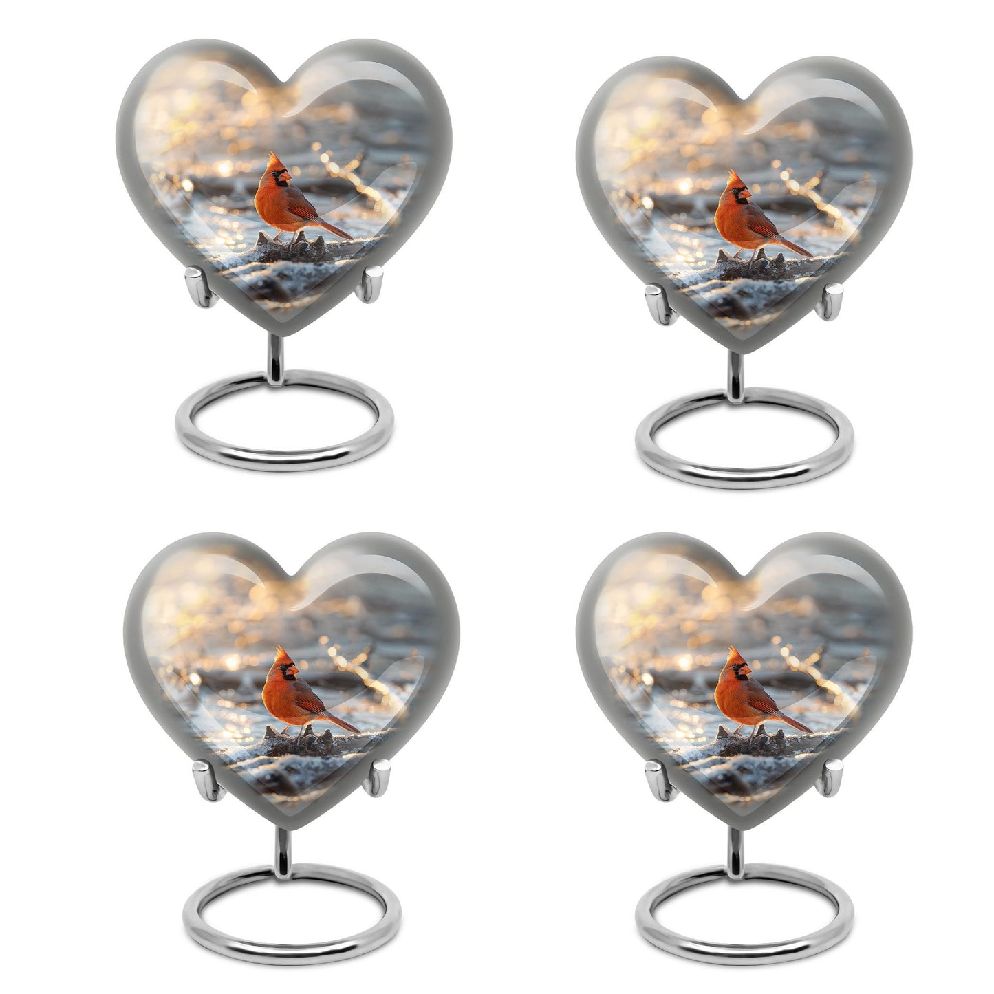 heart-shaped Cardinal Bird Urn