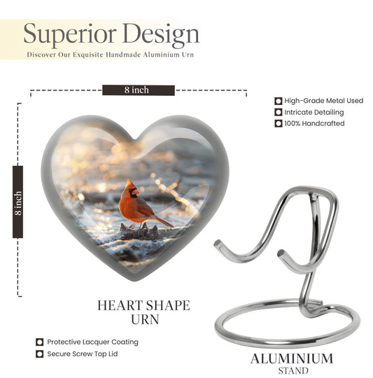 heart-shaped Cardinal Bird Urn