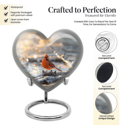 heart-shaped Cardinal Bird Urn