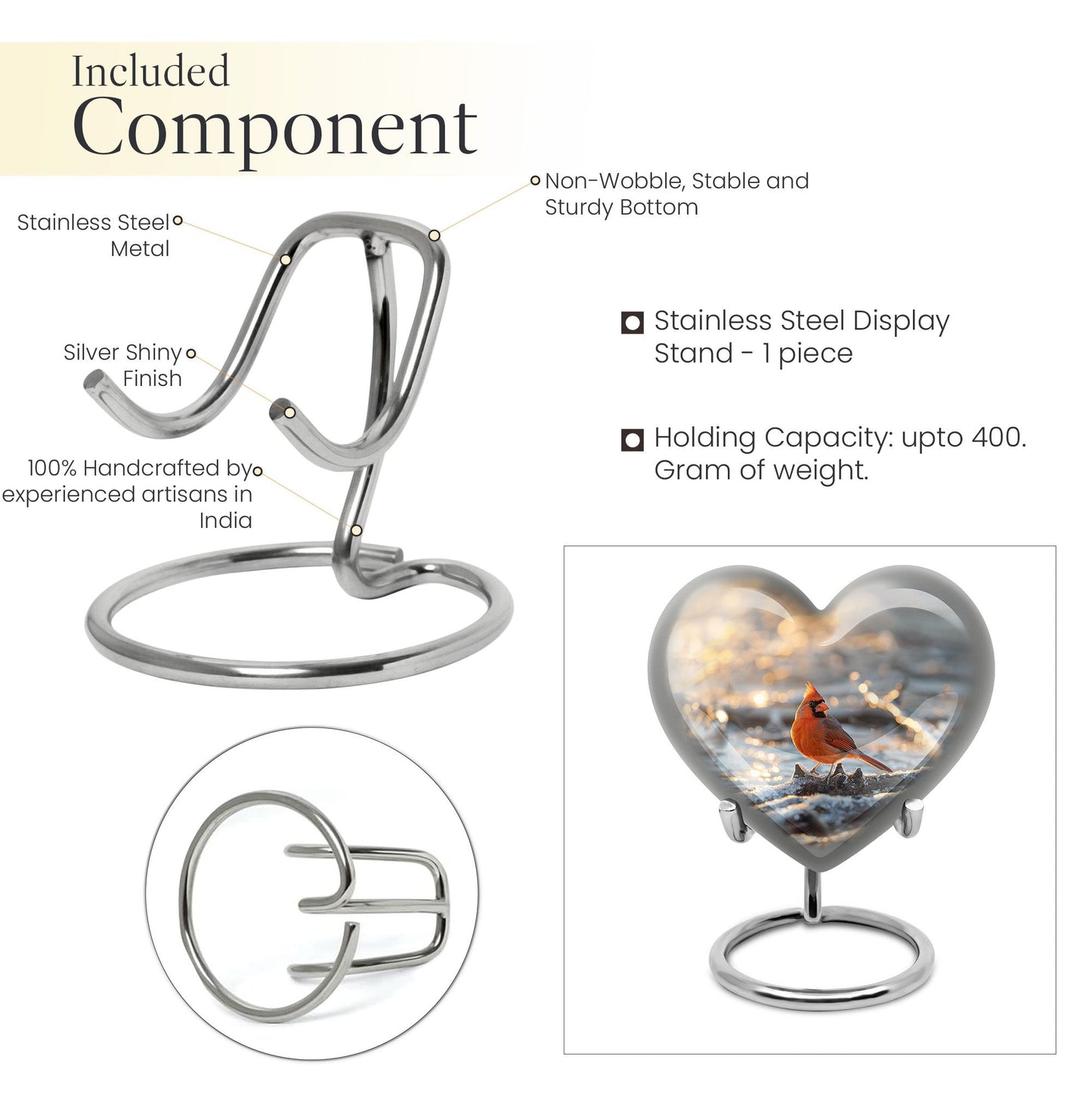 heart-shaped Cardinal Bird Urn
