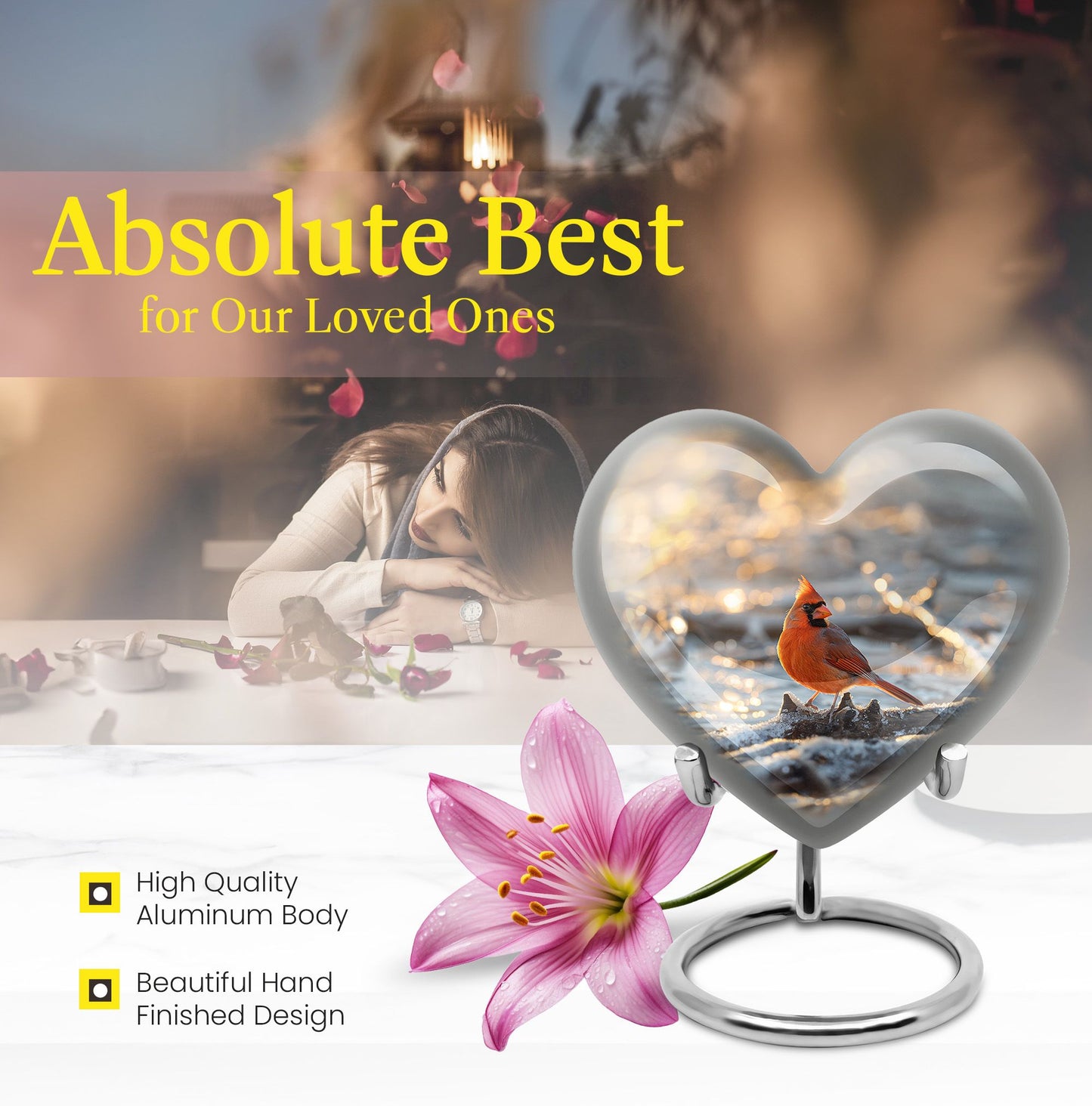 heart-shaped Cardinal Bird Urn