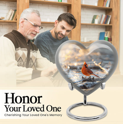 heart-shaped Cardinal Bird Urn