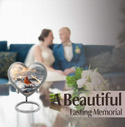 heart-shaped Cardinal Bird Urn
