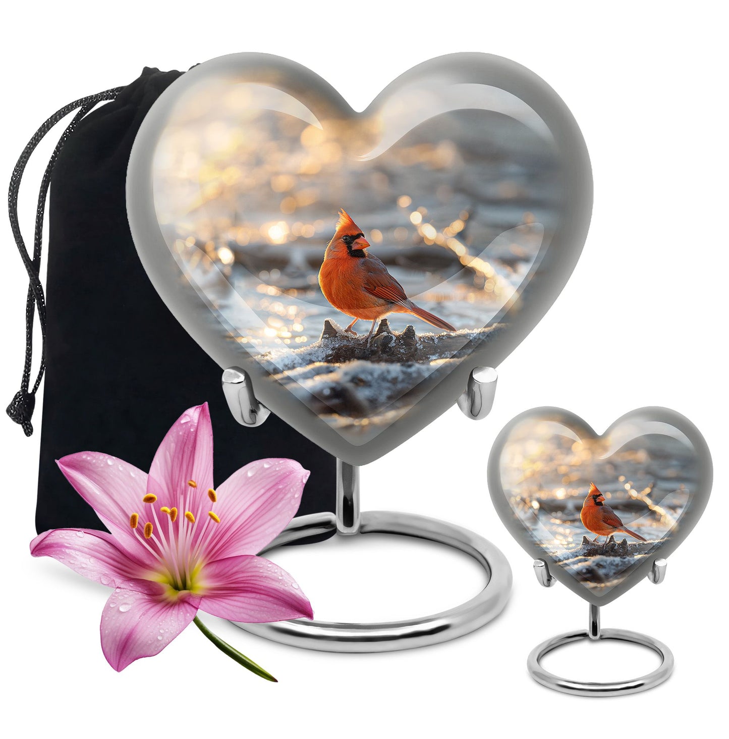 heart-shaped Cardinal Bird Urn