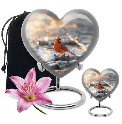 heart-shaped Cardinal Bird Urn
