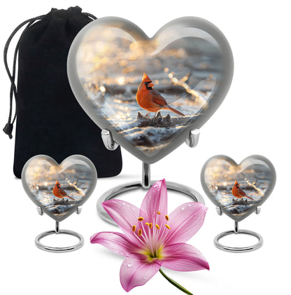 heart-shaped Cardinal Bird Urn