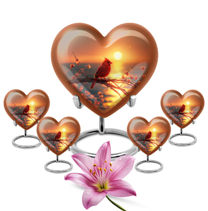 Cardinal Bird Heart Urn