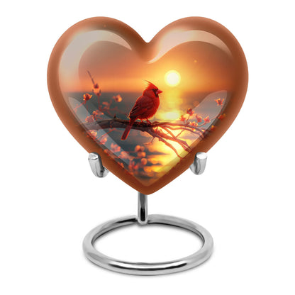 Cardinal Bird Heart Urn