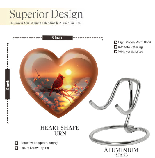 Cardinal Bird Heart Urn