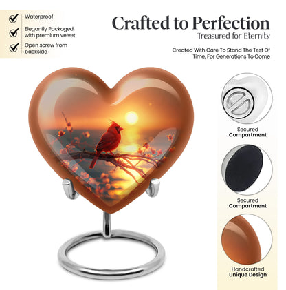 Cardinal Bird Heart Urn
