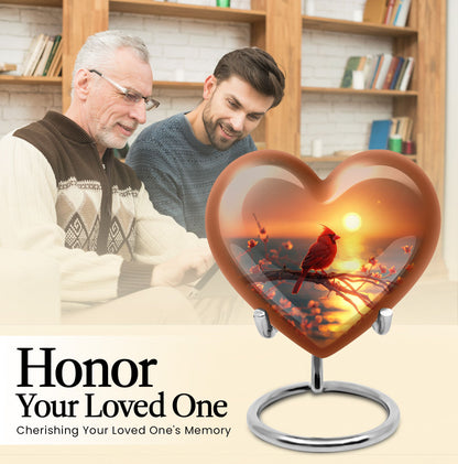 Cardinal Bird Heart Urn