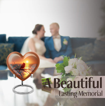 Cardinal Bird Heart Urn