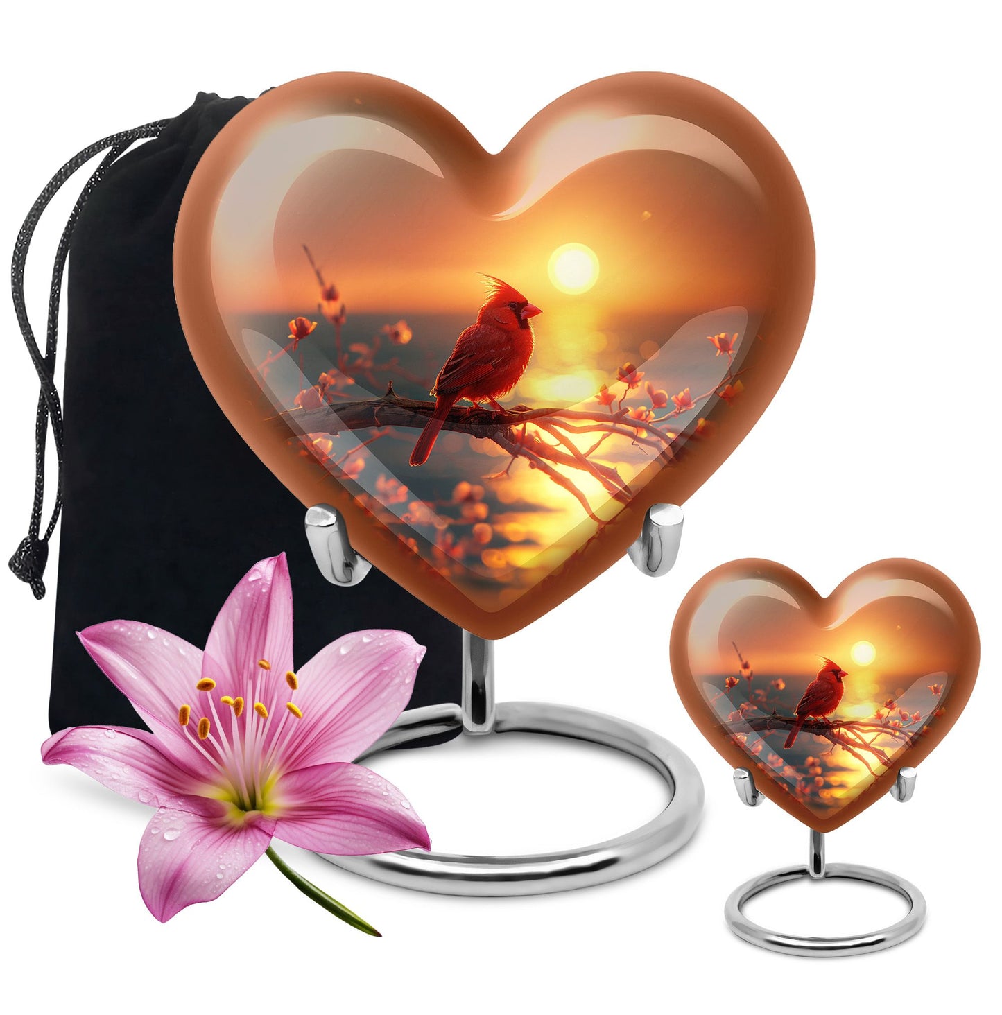 Cardinal Bird Heart Urn