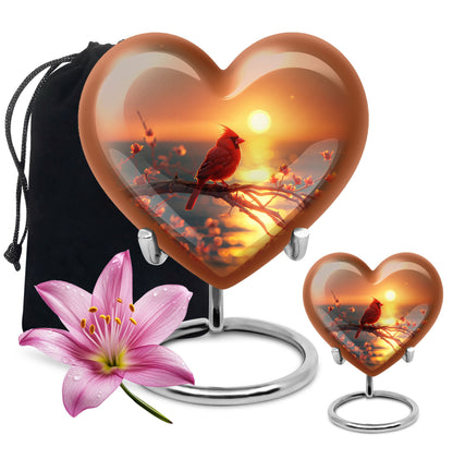 Cardinal Bird Heart Urn