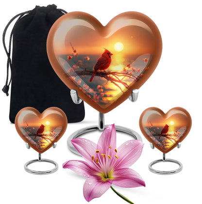Cardinal Bird Heart Urn