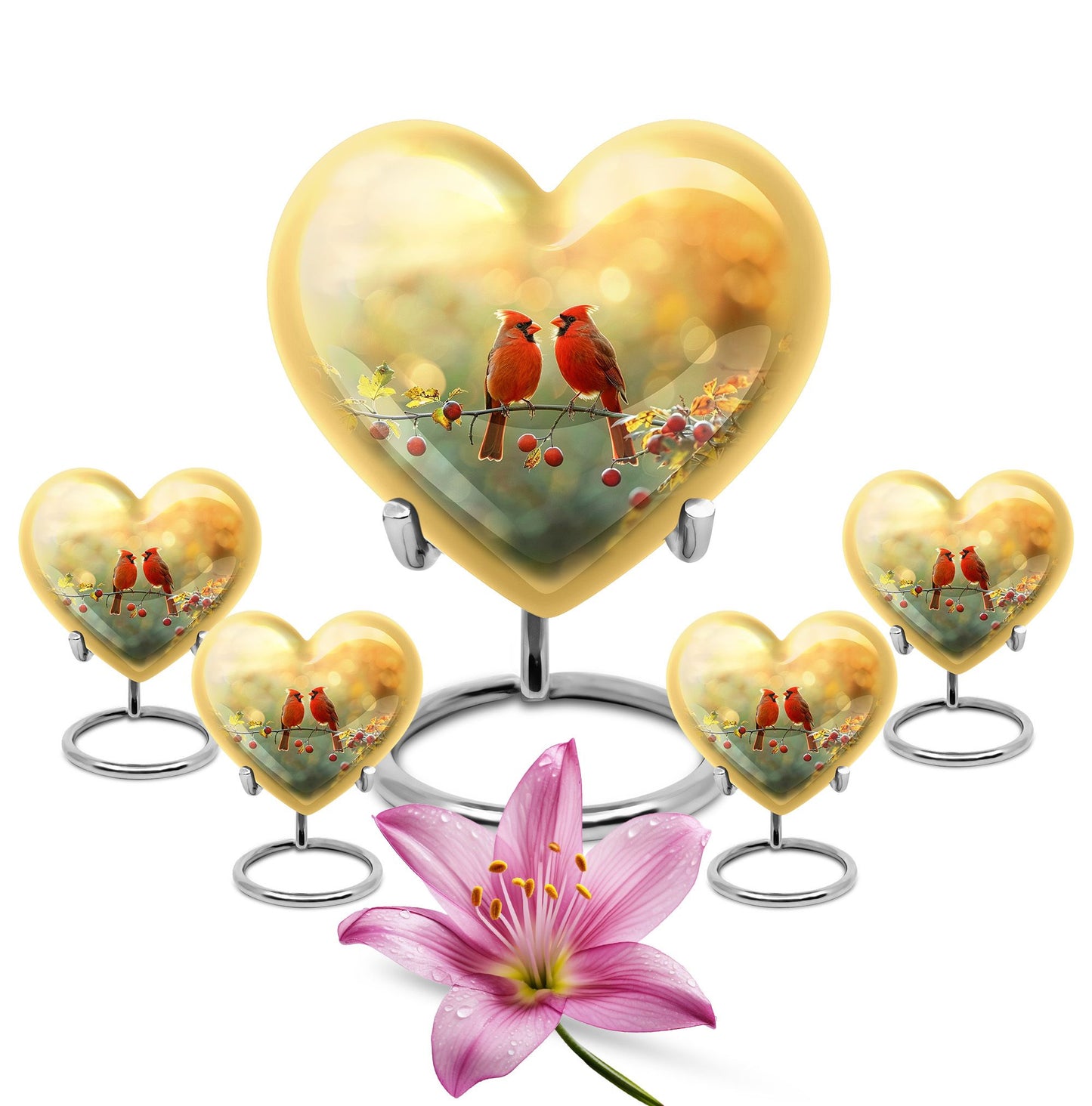10-inch Cardinal Bird Heart Urn,