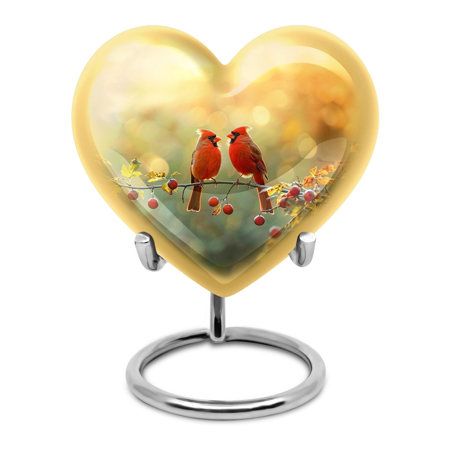 10-inch Cardinal Bird Heart Urn,