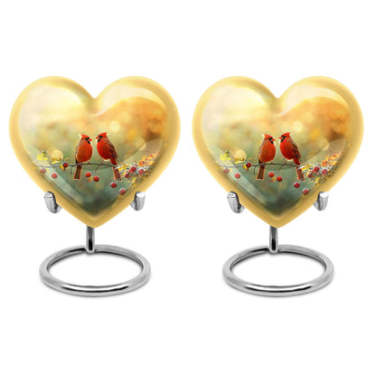 10-inch Cardinal Bird Heart Urn,