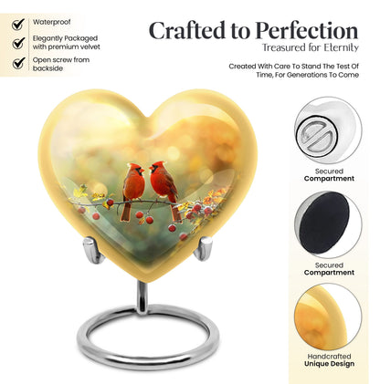 10-inch Cardinal Bird Heart Urn,