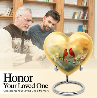 10-inch Cardinal Bird Heart Urn,