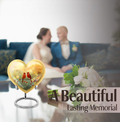 10-inch Cardinal Bird Heart Urn,