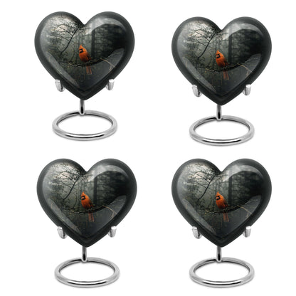 10-inch Cardinal Bird Urn, heart design cremation urn 