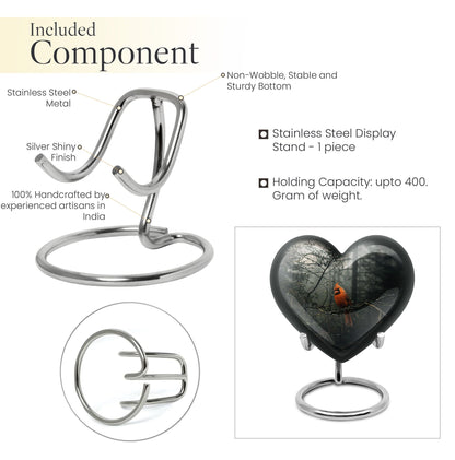 10-inch Cardinal Bird Urn, heart design cremation urn 