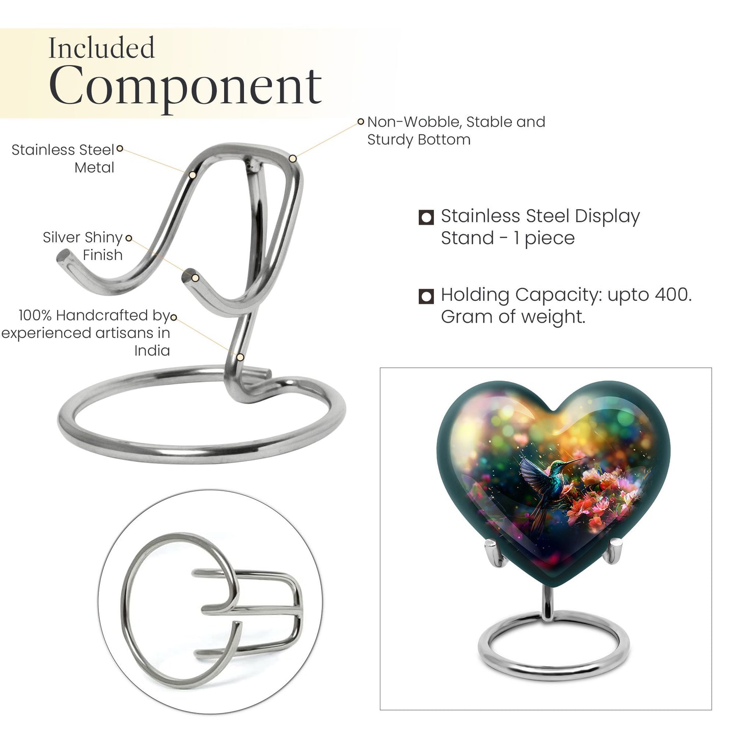 Hummingbird Heart memorial urn for adult male