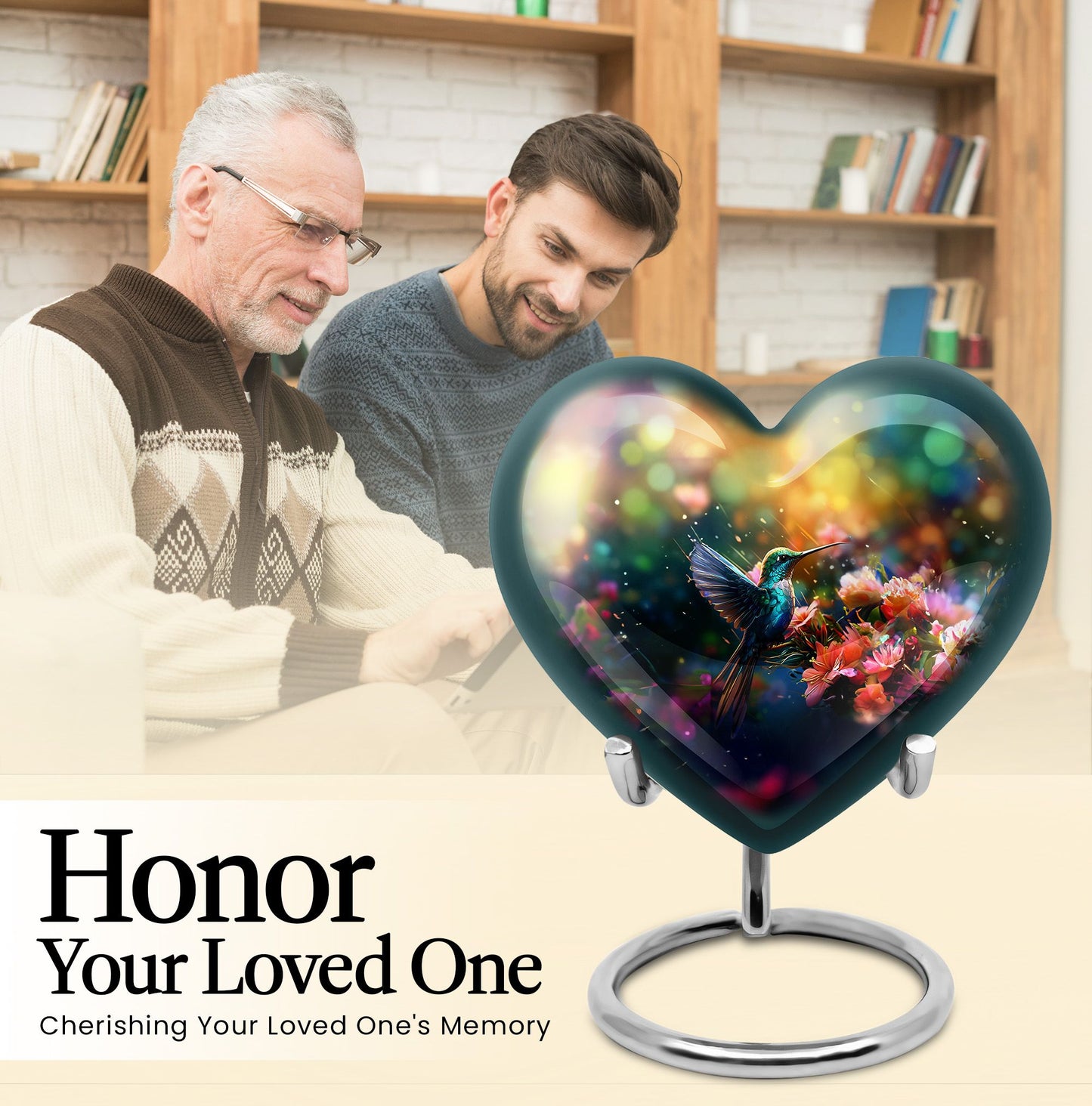Hummingbird Heart memorial urn for adult male