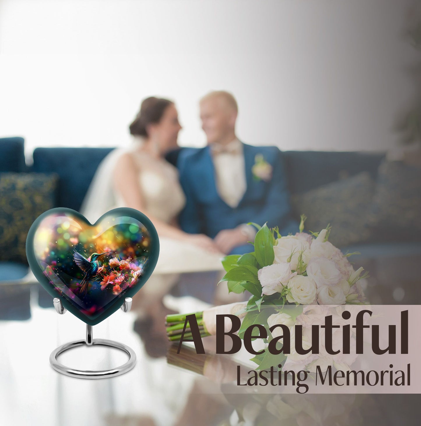 Hummingbird Heart memorial urn for adult male