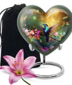 10-inch heart-shaped hummingbird urn