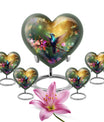 10-inch heart-shaped hummingbird urn