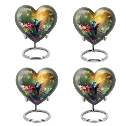 10-inch heart-shaped hummingbird urn