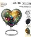 10-inch heart-shaped hummingbird urn