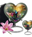 10-inch heart-shaped hummingbird urn