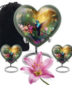 10-inch heart-shaped hummingbird urn