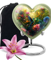 10-inch heart-shaped humming birds urn for ashes,